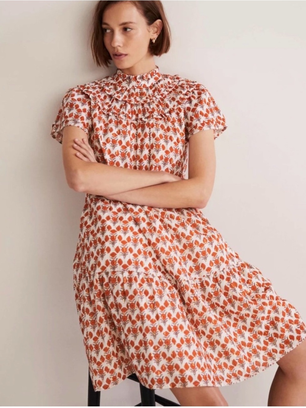 BODEN Ruched Detail Metallic Dress - Picture 6 of 16